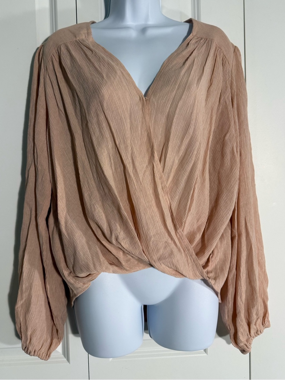 Free People Blush Draped Wrap V-Neck Blouse